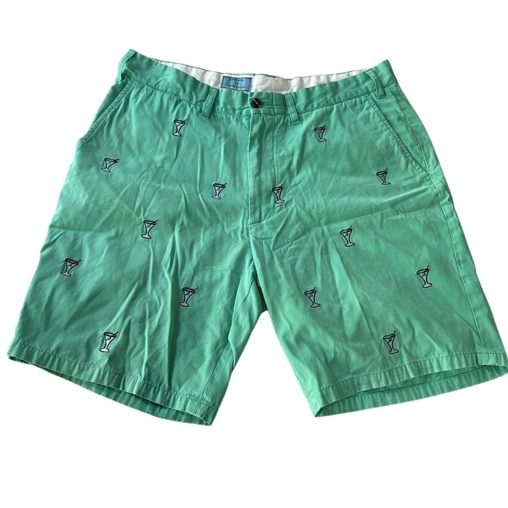 Castaway Nantucket Island Men 36 Embroidered Cisco Shorts Green Martini Cocktail